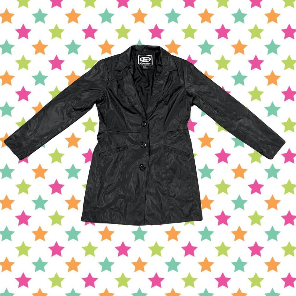 2000s Y2k Black evolution not revolution long trench coat/jacket